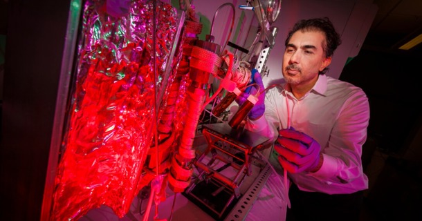 Ozan Ciftci, Kenneth E. Morrison Distinguished Professor of food engineering, operates an integrated supercritical carbon dioxide extractor-bioreactor, using green technology to extract lycopene — a high-value health and wellness-promoting bioactive compound — from tomato waste while simultaneously producing biodiesel. (Craig Chandler/University Communication and Marketing)